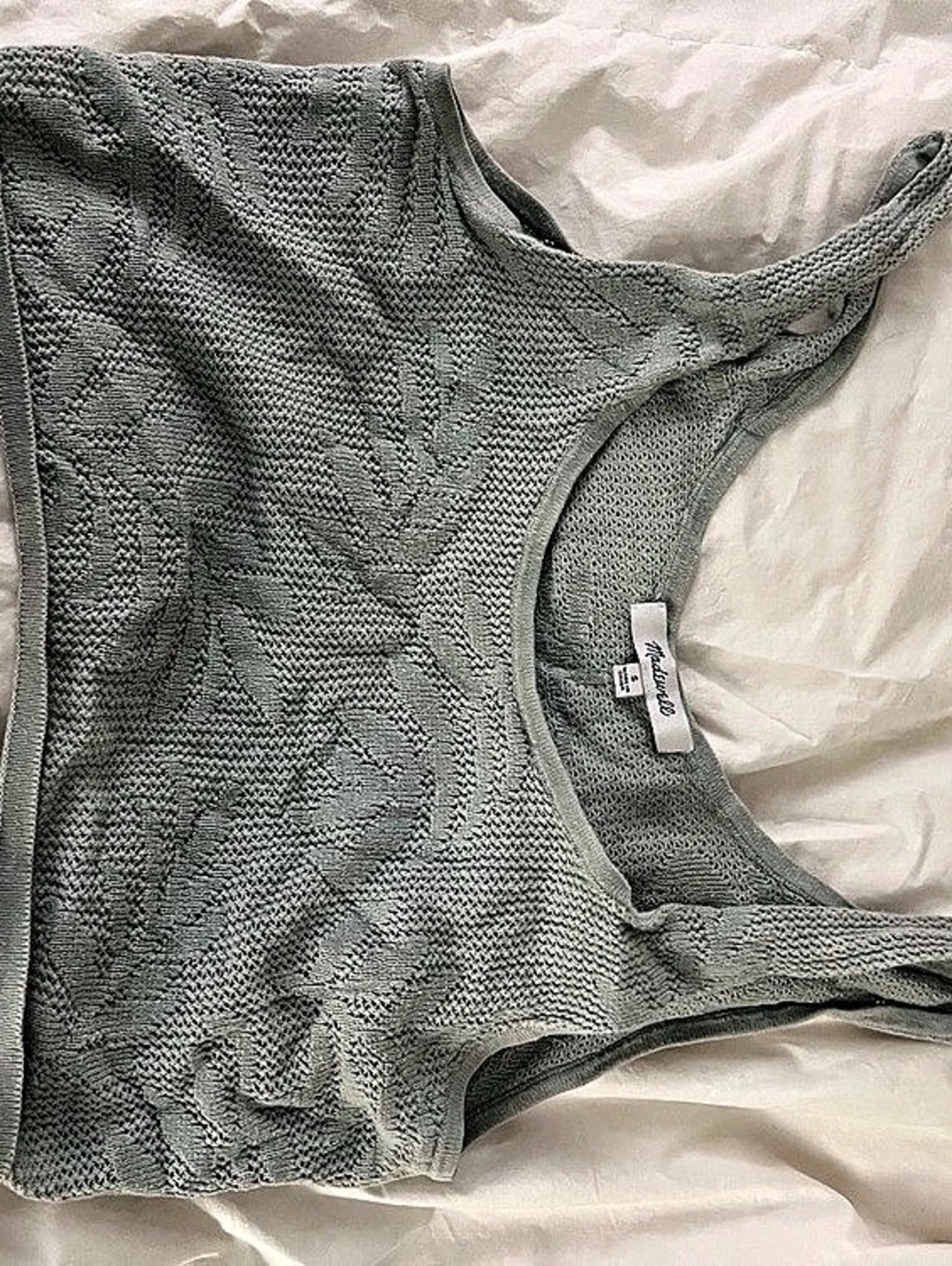 Madewell Palm-Stitch Crop Sweater Tank Green Small